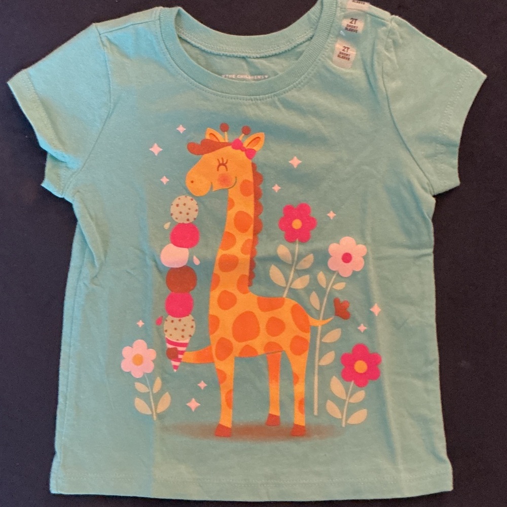 The Children's Place Teal Giraffe Ice Cream Tee